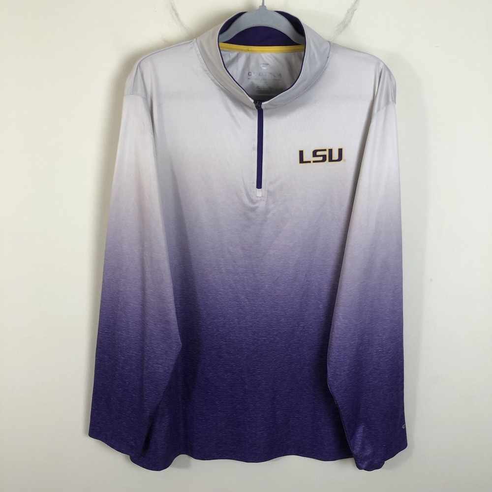 LSU Tigers Colosseum 1/4 Zip Light Pullover Mens Sz 3XL White Purple